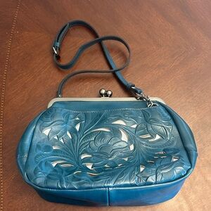 PATRICIA NASH CANISI CUT OUT TOOLED LEATHER SATCHEL CROSSBODY